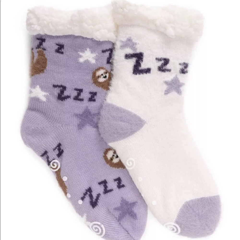 2 Pack Muk Luks Cabin Socks Purple Sm/Med Lg/XL